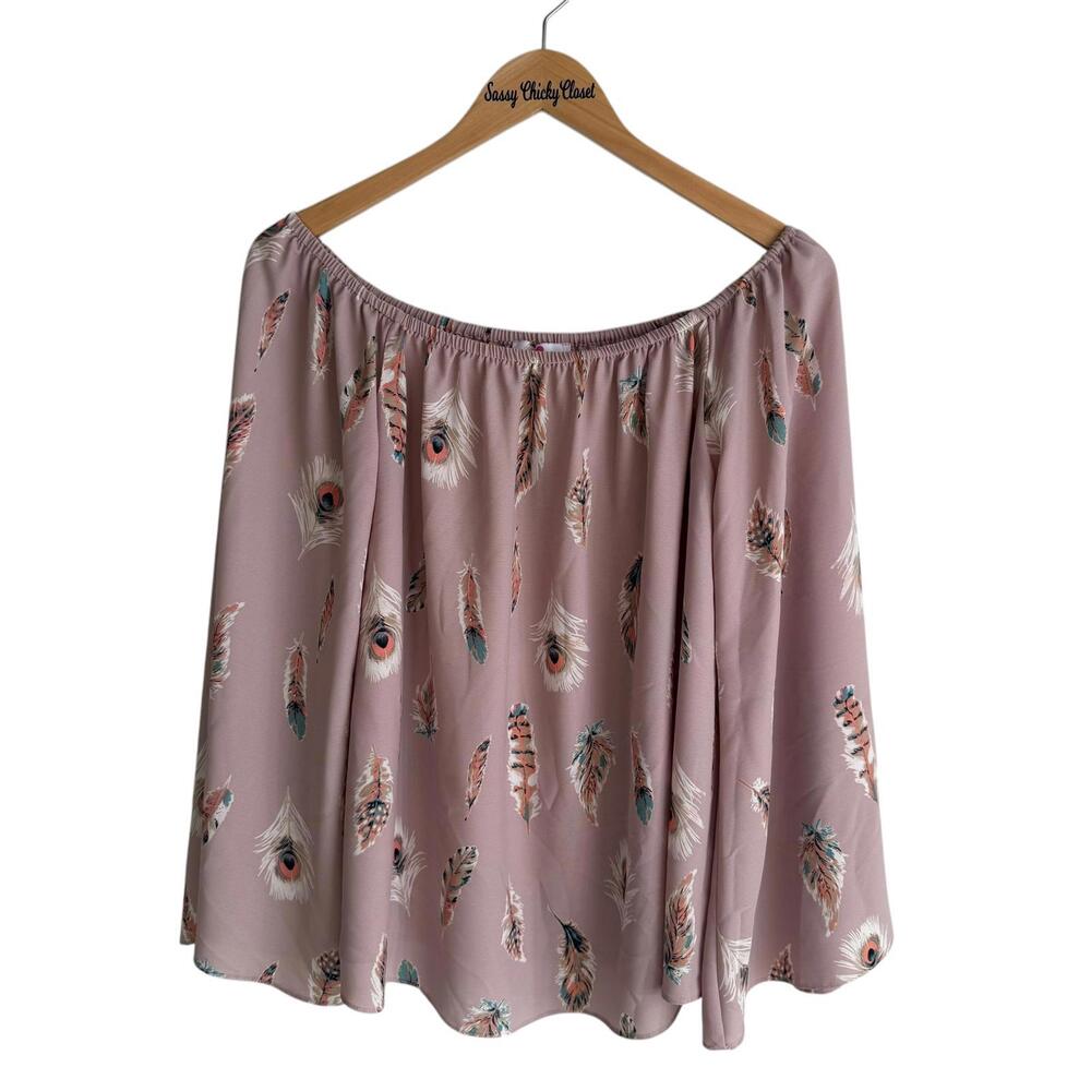BUDDY LOVE Chelsea Mauve Feathered Ladies Boho Wide Sleeve Blouse, M